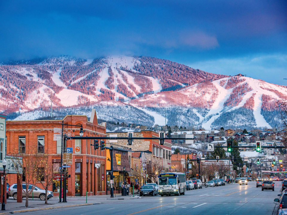 Downtown Steamboat Springs, Colorado during wintertime